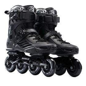 Adult Inline Roller Dkating Beginner Fancy Flat Shoes (Option: Black-39)