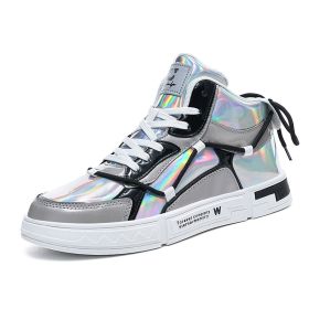 High-top Color Matching Lace Up Casual Sneakers (Option: Gray-39)