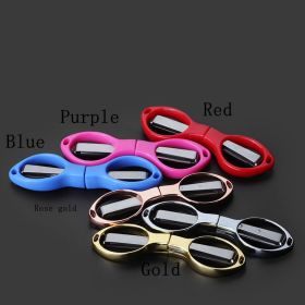 Mini Stainless Steel Folding Scissor Keychain Fishing Scissor Cutter Camping Tool Fishing Pliers Scissors Line Cutter Tool (Option: Rose gold metal handle folding)