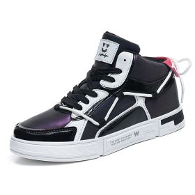 High-top Color Matching Lace Up Casual Sneakers (Option: Black-41)